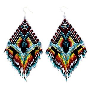 Large Handmade Seed Bead Earrings